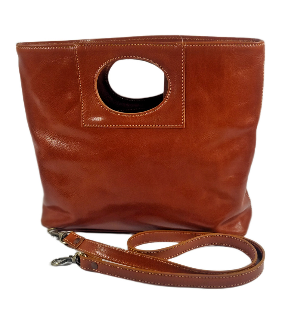 Charlie Leather Clarissa Cognac/Tan/Brown Medium Shoulder Bag/Handle Bag -NWT